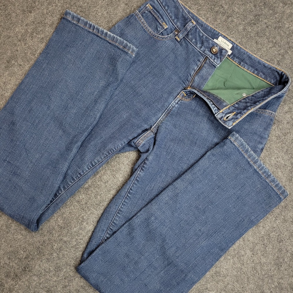 LL Bean Jeans Womens 4MT Blue Denim Lined Classic Fit Straight Leg Streetwear